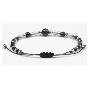 Bransoletka czarny TURMALIN Kryształ Górski HEMATYT ochrona szczęście